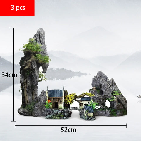 Fish tank landscaping decoration, rockery, stone grass scenery simulation, water grass landscaping package, aquarium box