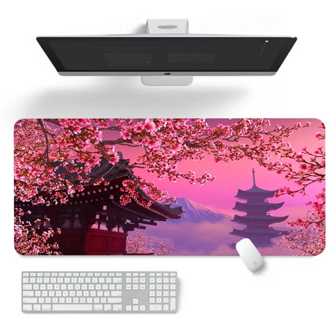 Mouse Pad Gaming Accessories Cherry Blossoms Mousepad Gamer Cabinet Desk Mat Pc Setup Accessories Keyboard Extended Offices XXL