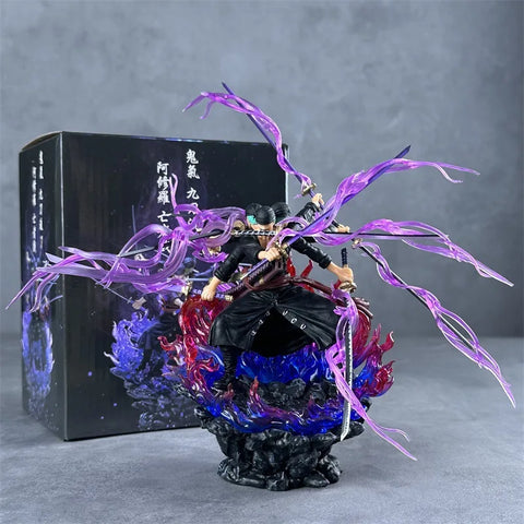 One Piece Anime Figure 24cm Roronoa Zoro Gk Three Heads And Six Arms Nine Knives Flow Ashura PVC Action Figurine Model Toys