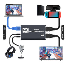 USB 3.0 4K HDMI-Compatible Capture Card Game Capture Card Gaming Capture Card for Streaming Works for PS4/Camera/PC