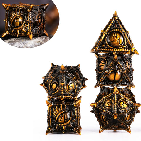 7x  Dragon Metal Dice DND Dice sets Polyhedral Metal Dices set for Dungeons and Dragons Role Playing Dice D&D RPG dice with box