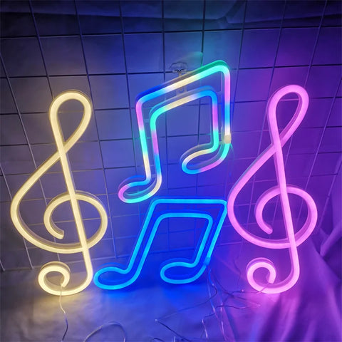 Music Notes Neon Lights USB or Battery Powered Music Style Bedroom Holiday Party Wedding Desktop Decoration Creative Light