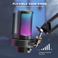 FIFINE USB Microphone for Recording and Streaming on PC and Mac,Headphone Output and Touch-Mute Button,Mic with 3 RGB Modes -A8