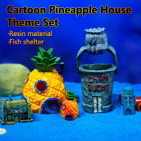 Aquarium Decoration Landscaping Accessories Fish Tank Aquarium Decoration Cartoon Character Pineapple house decoration